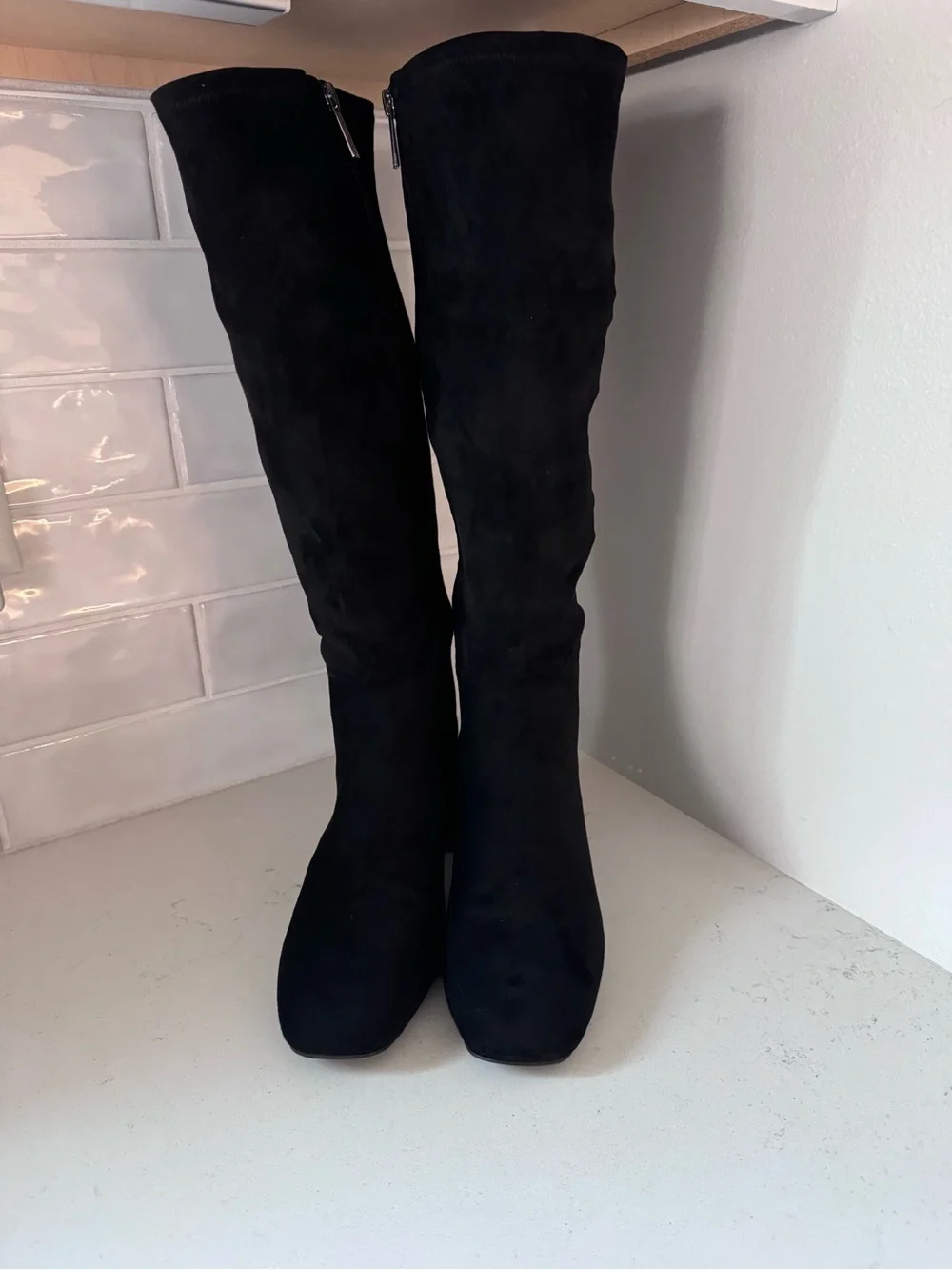 Anne Klein Wide Calf Black Knee-High Block Heel Women’s Boots